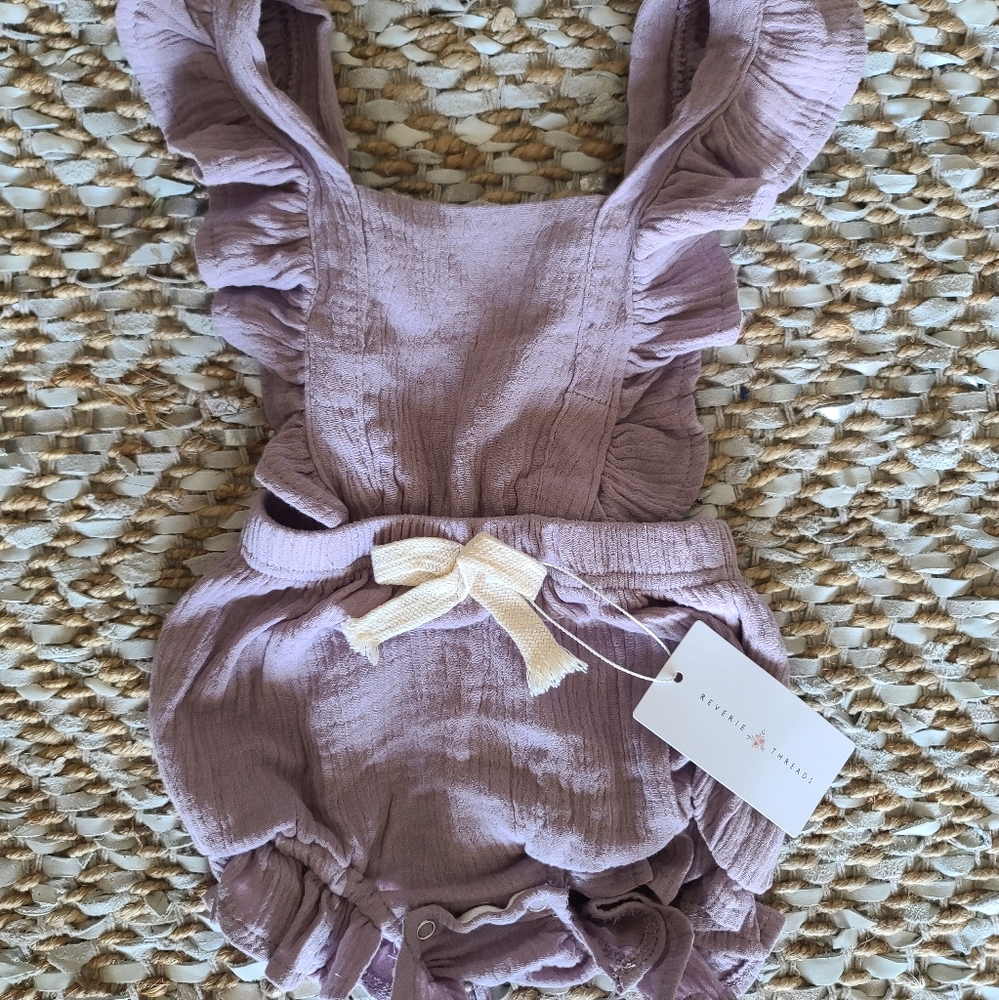 Flutter Sleeve Sofia Romper in Violet
